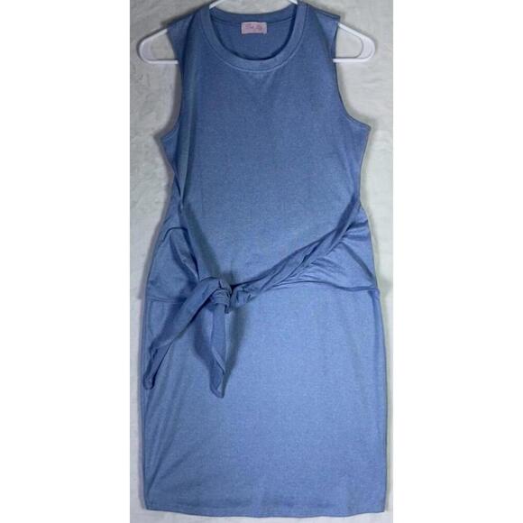 Pants - Pink Lady Womens Scoop Neck Sleeveless Romper Dress Tie Light Blue Small Bodycon